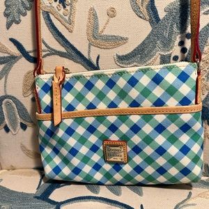 Dooney & Bourke Blue and Green Check Crossbody